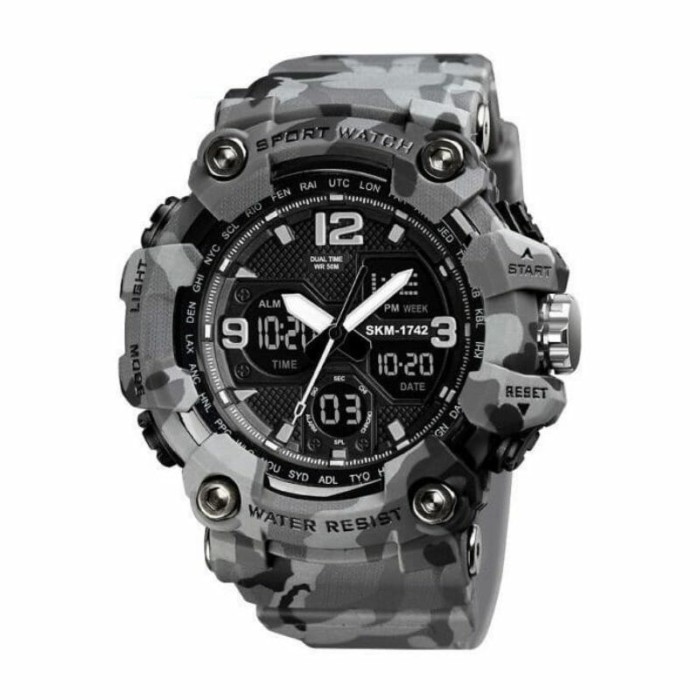 Ψηφιακό/αναλογικό ρολόι χειρός – Skmei - 1742 - 017424 - Army Grey