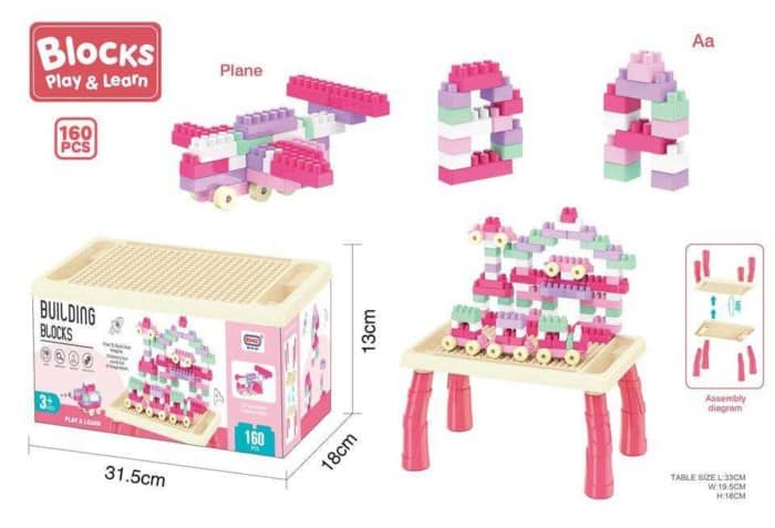 Πάγκος κατασκευών DIY με τουβλάκια - 160pcs - 6688-7 - 493771