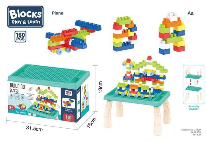 Πάγκος κατασκευών DIY με τουβλάκια - 160pcs - 6688-6 - 493788