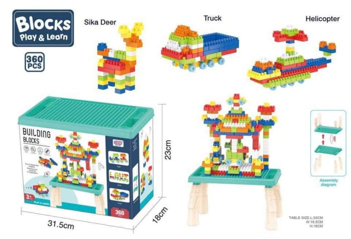 Πάγκος κατασκευών DIY με τουβλάκια - 360pcs - 6688-2 - 493733