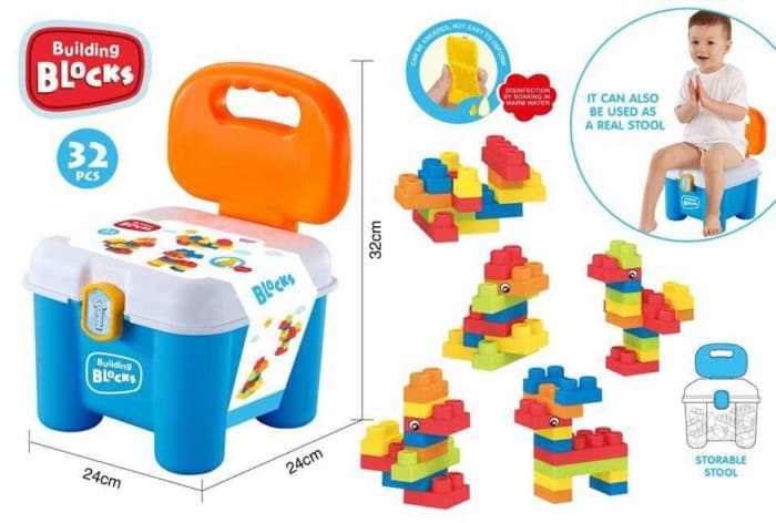 Σετ κατασκευών DIY με τουβλάκια και κάθισμα - 32pcs - 66117-3 - 493665