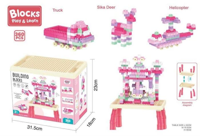 Πάγκος κατασκευών DIY με τουβλάκια - 360pcs - 6688-3 - 493740